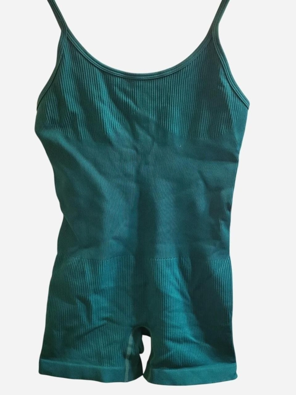 OQQ 💚 Ribbed Teal One-Piece Romper